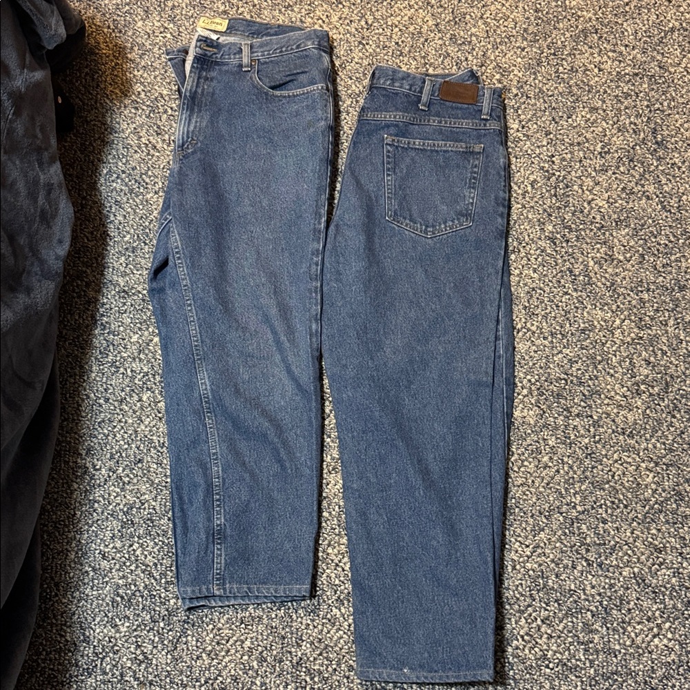 LL Bean Mens Classic‎ Fit Vintage Jeans 35X29 Straight Leg Medium Wash set of 2!